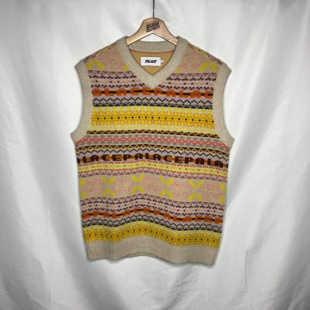 SS22 2022 Palace Fairisle Knit Lambs Wool Vest in Brown S